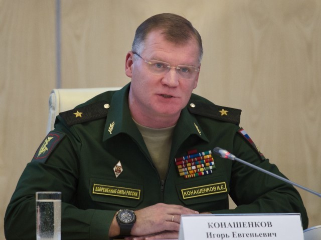 Russian defense ministry spokesman Maj. Gen. Igor Konashenkov speaks to the media in Moscow, Russia on Monday, Sept. 26, 2016. The Russian military says radiolocation data show that the missile that downed a Malaysian airliner over warring eastern Ukraine in 2014 was not fired from territory controlled by Russia-backed rebels. The claim on Monday came two days before a Dutch-led investigative team is to release a report on where the missile was fired from that hit flight MH17, killing all 298 people aboard. The team is gathering evidence for a possible criminal trial.