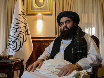In this picture taken on February 2, 2022, Afghanistans Foreign Minister Amir Khan Muttaqi speaks during an interview with AFP at his office in the foreign ministry in Kabul. - The Taliban are inching closer towards international recognition but any concessions Afghanistan's new rulers make will be on their terms, …