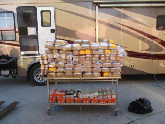 Tucson Field Office CBP officers seize nearly 1,000 pounds of fentanyl and methamphetamine in an RV crossing from Mexico into Arizona. (U.S. Customs and Border Protection/Tucson Field Office)