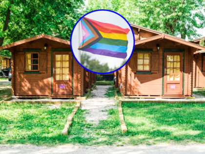 Summer Camp Cabins. LGBT Flag (deyangeorgiev/istock/Getty Images Plus)(Nicky Ebbage/istock/Getty Images Plus)