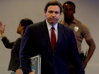 Florida Gov. Ron DeSantis arrives for a press conference at the Miami Dade College’s North Campus on January 26, 2022 in Miami, Florida. The Governor discussed during the press conference the recent decision made by the U.S. Food and Drug Administration to revoke emergency use authorization for Regeneron and Eli …