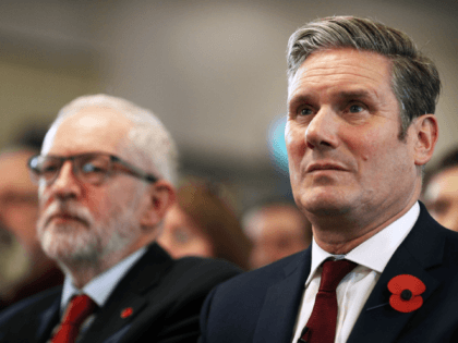 HARLOW, ENGLAND - NOVEMBER 05: Labour leader, Jeremy Corbyn (L) and Keir Starmer, Shadow Secretary of State for Exiting the EU look on prior to delivering a Brexit speech at the Harlow Hotel on November 5, 2019 in Harlow, England. (Photo by Dan Kitwood/Getty Images)