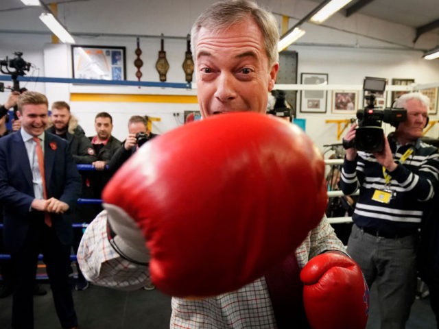 BOLSOVER, ENGLAND - NOVEMBER 05: Brexit party leader Nigel Farage attends an election camp