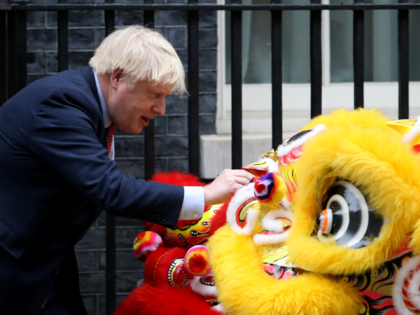 LONDON, ENGLAND - JANUARY 24: Prime Minister Boris Johnson hosts Chinese New Year celebrations outside 10 Downing Street on January 24, 2020 in London, England. The lunar new year, which begins tomorrow, marks the Year of the Rat according to the Chinese zodiac. (Photo by Lauren Hurley/Getty Images)
