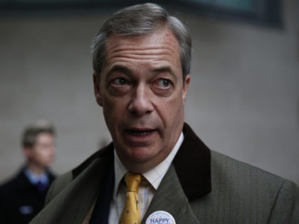 LONDON, ENGLAND - FEBRUARY 02: Brexit Party leader and former MEP, Nigel Farage arrives to appear on the Andrew Marr Show at BBC Television Centre on February 2, 2020 in London, England. (Photo by Hollie Adams/Getty Images)