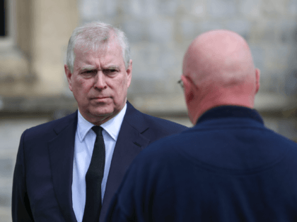 WINDSOR, ENGLAND - APRIL 11: Prince Andrew, Duke of York, attends the Sunday Service at the Royal Chapel of All Saints, Windsor, following the announcement on Friday April 9th of the death of Prince Philip, Duke of Edinburgh, at the age of 99, on April 11, 2021 in Windsor, England. …