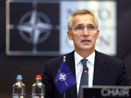 NATO Secretary General, Jens Stoltenberg attends at the start of the round table during the Meeting of NATO Ministers of Defence in Brussels, on October 21, 2021. (Photo by Kenzo Tribouillard / AFP) (Photo by KENZO TRIBOUILLARD/AFP via Getty Images)