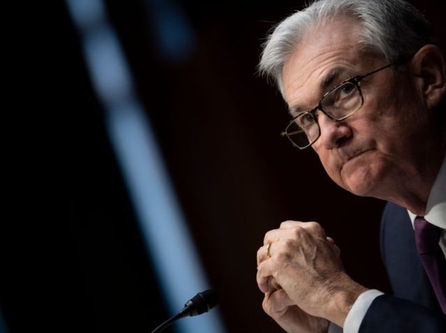 Federal Reserve Board Chairman Jerome Powell listens during his re-nominations hearing of