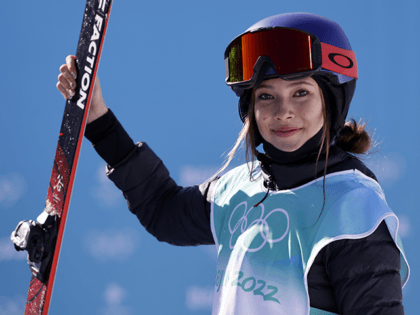 Eileen Gu wins the gold medal during the Olympic Games 2022, Women's Freeski Big Air on February 8, 2022 in Zhangjiakou China. (Photo by Christophe Pallot/Agence Zoom/Getty Images)