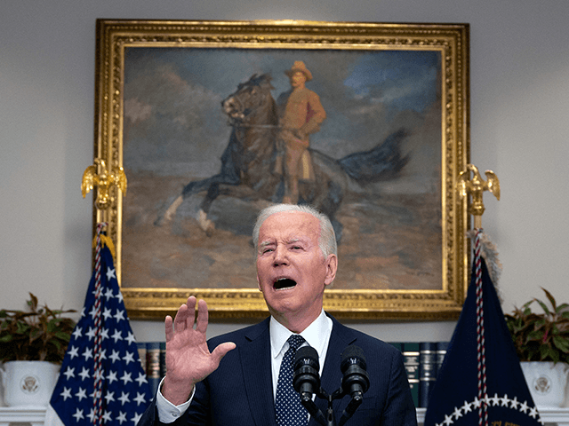 US President Joe Biden delivers a national update on the situation at the Russia-Ukraine border at the White House in Washington, DC, February 18, 2022. (Photo by Jim WATSON / AFP) (Photo by JIM WATSON/AFP via Getty Images)