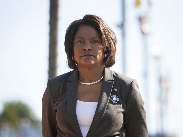 MIAMI, FLORIDA - DECEMBER 13: Democratic Senate candidate Rep. Val Demings (D-FL) waits to be introduced during a visit to a gun violence memorial in Bayfront Park on December 13, 2021 in Miami, Florida. Rep. Demings is campaigning to unseat Sen. Marco Rubio (R-FL) in the 2022 Senate race. (Photo by Joe Raedle/Getty Images)