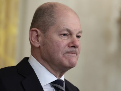 WASHINGTON, DC - FEBRUARY 07: German Chancellor Olaf Scholz speaks during a joint news conference with U.S. President Joe Biden in the East Room of the White House on February 07, 2022 in Washington, DC. This marks the first official visit to Washington for Scholz as he is expected to …