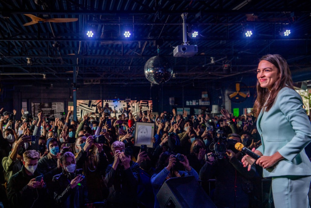 SAN ANTONIO, TEXAS - FEBRUARY 12: U.S. Rep. Alexandria Ocasio-Cortez (D-NY) speaks during the 'Get Out the Vote' rally on February 12, 2022 in San Antonio, Texas. U.S. Rep. Alexandria Ocasio-Cortez (D-NY) alongside candidates Jessica Cisneros and Greg Casar gathered and rallied with supporters ahead of the Democratic March primaries. (Photo by Brandon Bell/Getty Images)