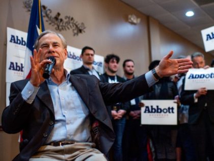 HOUSTON, TEXAS - FEBRUARY 23: Texas Gov. Greg Abbott speaks during the 'Get Out The Vote' campaign event on February 23, 2022 in Houston, Texas. Gov. Greg Abbott joined staff at Fratelli's Ristorante to campaign for reelection and encourage supporters ahead of this year's early voting.