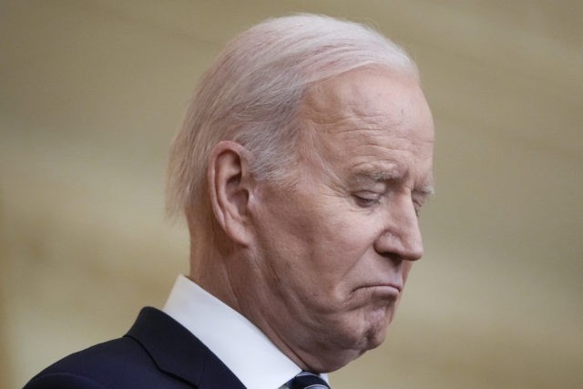 WASHINGTON, DC - FEBRUARY 24: U.S. President Joe Biden answers questions after delivering remarks about Russia's “unprovoked and unjustified" military invasion of neighboring Ukraine in the East Room of the White House on February 24, 2022 in Washington, DC. Biden announced a new round of sanctions against Russia after President …