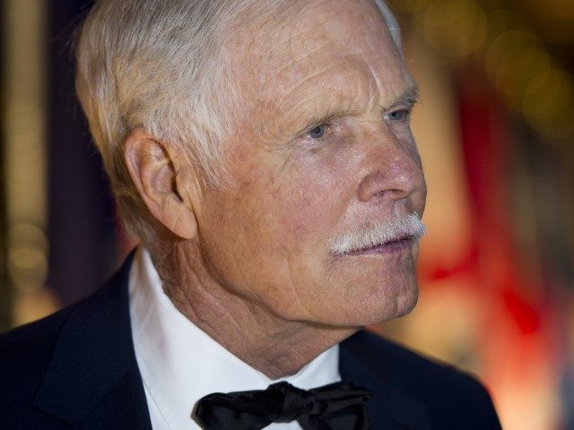 Ted Turner, founder of CNN, attends the Lone Sailor Awards Dinner at the National Building Museum in Washington, DC, September 18, 2013. The award honors Sea Service veterans who have excelled in their civilian careers while exemplifying the Navy core values with this year's honorees being Turner, Dan Akerson, Chairman …