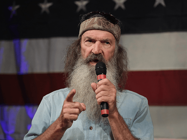 Reality television star Phil Robertson speaks at a campaign event for Republican candidate for the U.S. Senate in Alabama Roy Moore on September 25, 2017 in Fairhope, Alabama. Moore is running in a primary runoff election against incumbent Luther Strange for the seat vacated when Jeff Sessions was appointed U.S. …