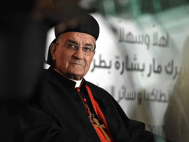 Lebanese Maronite Patriarch Mar Bechara Boutros al-Rahi looks on during a meeting with the