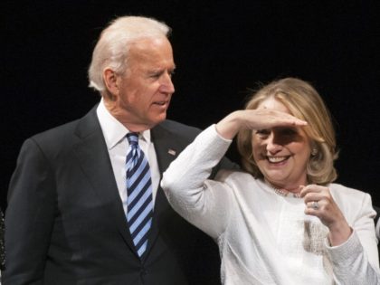 Vice President Joe Biden and former Secretary of State Hillary Rodham Clinton appear onsta