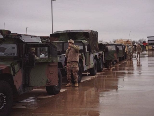 Texas National Guard members prepare to mobilize in advance of the winter storm. (Texas Military Department)