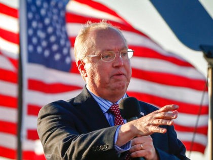 Rep. Jim Hagedorn, R-Minn., addresses a crowd at a campaign rally for President Donald Trump Friday, Oct. 30, 2020 in Rochester, Minn. (AP Photo/Bruce Kluckhohn)