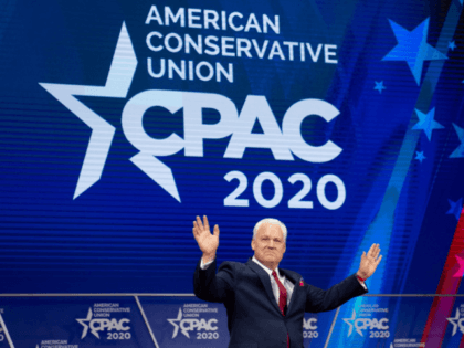 Matt Schlapp, chairman of the American Conservative Union, arrives to introduce US Preside