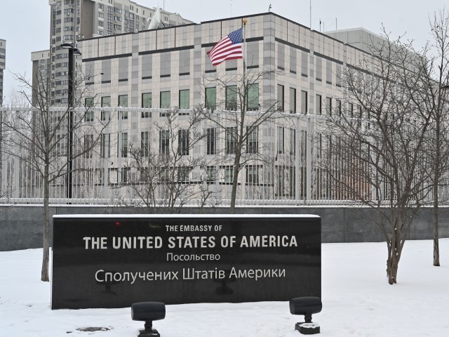 The US Embassy building in Kyiv, on January 24, 2022