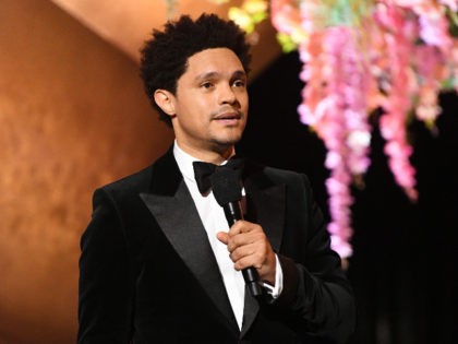 LOS ANGELES, CALIFORNIA: In this image released on March 14, Host Trevor Noah speaks onstage during the 63rd Annual GRAMMY Awards at Los Angeles Convention Center in Los Angeles, California and broadcast on March 14, 2021. (Photo by Kevin Winter/Getty Images for The Recording Academy)