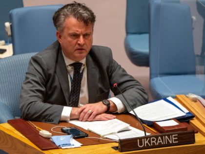 NEW YORK, NY - FEBRUARY 23: Permanent Representative of Ukraine to the United Nations Sergiy Kyslytsya speaks during the United Nations security council's emergency meeting to discuss the threat of a full-scale invasion by Russia of Ukraine on February 23, 2022 in New York City. The Kremlin shared that two …