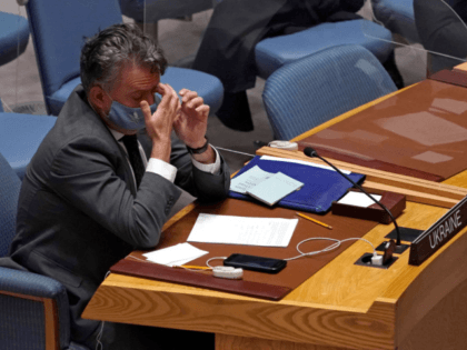 Ukraine Permanent Representative to the United Nations Sergiy Kyslytsya attends an emergen