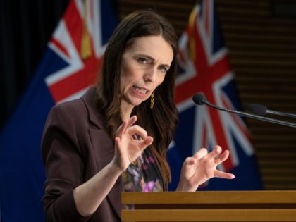 WELLINGTON, NEW ZEALAND - NOVEMBER 29: Prime Minister Jacinda Ardern speaks at a post-Cabinet press conference with Deputy Prime Minister Grant Robertson and director general of health Dr Ashley Bloomfield at the Beehive, Parliament, on November 29, 2021 in Wellington, New Zealand. (Photo by Mark Mitchell - Pool/Getty Images)