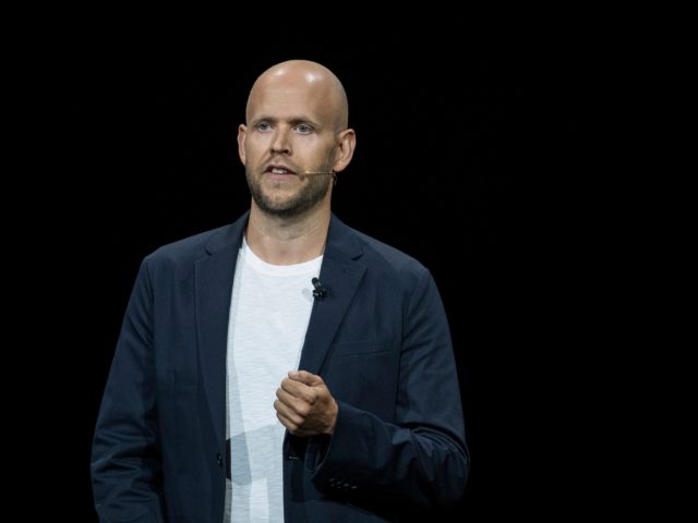 NEW YORK, NY - AUGUST 9: Daniel Ek, chief executive officer of Spotify, speaks about a par