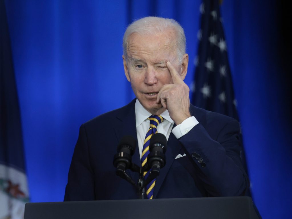 CULPEPER, VIRGINIA - FEBRUARY 10: U.S. President Joe Biden speaks during an event at Germanna Community College February 10, 2022 in Culpeper. Virginia. During his remarks, Biden highlighted the work his administration has done on lowering health care costs and prescription drug prices. (Photo by Win McNamee/Getty Images)