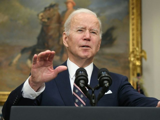 US President Joe Biden speaks about the counterterrorism operation in Syria from the Roose
