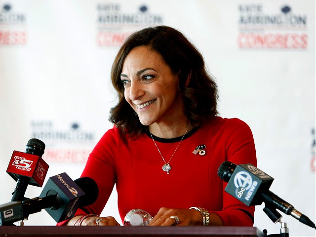 Republican nominee for Congress Katie Arrington concedes the race to Democrat Joe Cunningham during her press conference at the Staybridge Suites in Mt. Pleasant, S.C., Wednesday, Nov. 7, 2018. (AP Photo/Mic Smith)