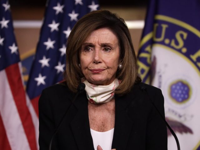 WASHINGTON, DC - MAY 28: U.S. Speaker of the House Rep. Nancy Pelosi (D-CA) speaks during a weekly news conference May 28, 2020 on Capitol Hill in Washington, DC. Speaker Pelosi discussed various topics including the death of George Floyd after being detained by police in Minneapolis, Minnesota, and the …