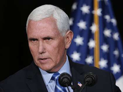 Former Vice President Mike Pence speaks about educational freedom at Patrick Henry College in Purcellville, Va., Thursday, Oct. 28, 2021. (AP Photo/Patrick Semansky)