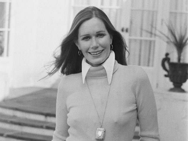 American actress Sally Kellerman wearing a turtleneck sweater with the collar of her blous