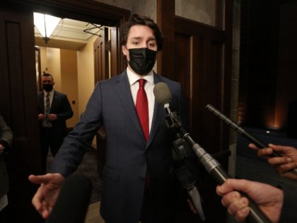 Canada's Prime Minister Justin Trudeau speaks with reporters prior to Question Period