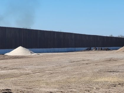 A section of Texas-funded border wall nears completion in Eagle Pass. (Bob Price/Breitbart Texas)