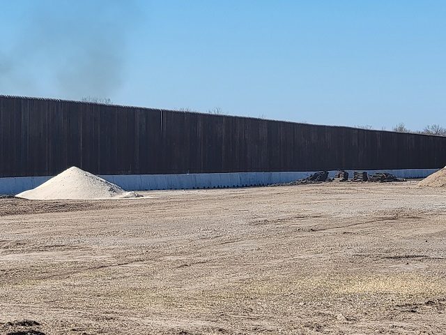 A section of Texas-funded border wall nears completion in Eagle Pass. (Bob Price/Breitbart