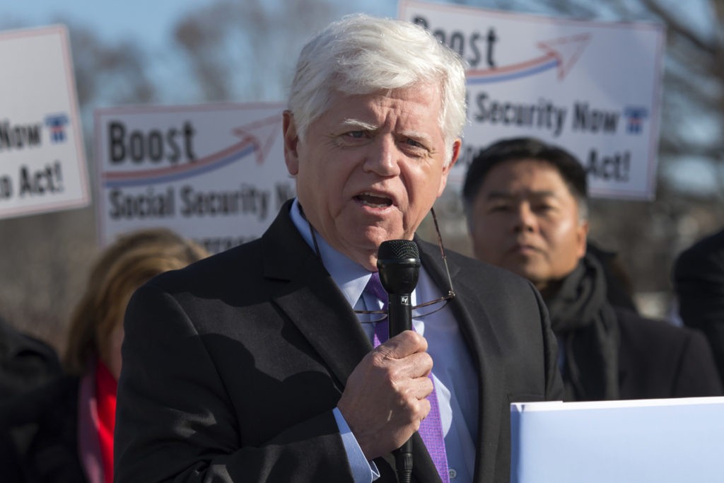 Rep. John Larson, D-Conn., speaks during a news conference, Wednesday, March 18, 2015, on Capitol Hill in Washington. Larson will face Republican Mary Fay for Connecticut's 1st Congressional District in the 2020 elections. (AP Photo/Molly Riley, File)