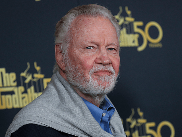 Jon Voight arrives at an event celebrating the 50th anniversary of "The Godfather," Tuesday, Feb. 22, 2022, at Paramount Theatre in Los Angeles. (Photo by John Salangsang/Invision/AP)