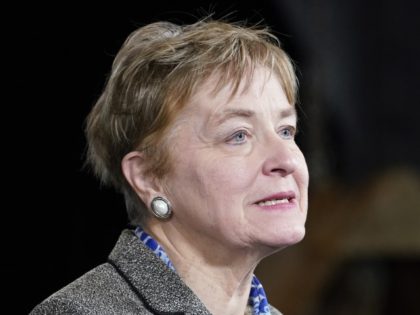 Rep. Marcy Kaptur, D-Ohio, speaks during an event with President Joe Biden at the Shipyards, Thursday, Feb. 17, 2022, in Lorain, Ohio.