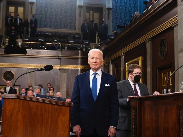 President Joe Biden arrives to deliver his first State of the Union address to a joint ses