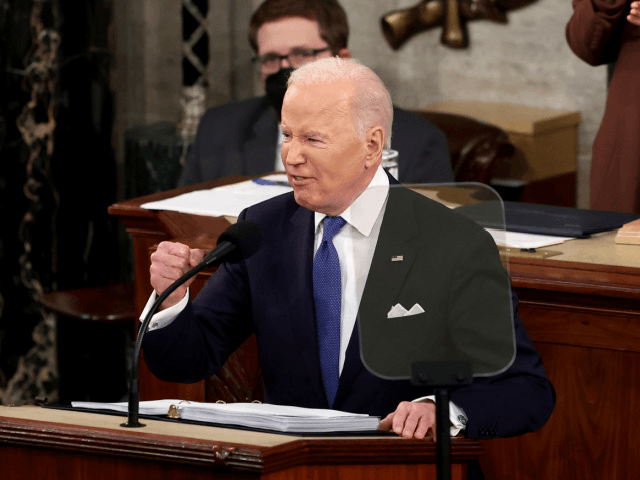 WASHINGTON, DC - MARCH 01: President Biden gives his State of the Union address during a joint session of Congress at the U.S. Capitolon March 01, 2022 in Washington, DC. During his first State of the Union address, Biden spoke on his administration’s efforts to lead a global response to …
