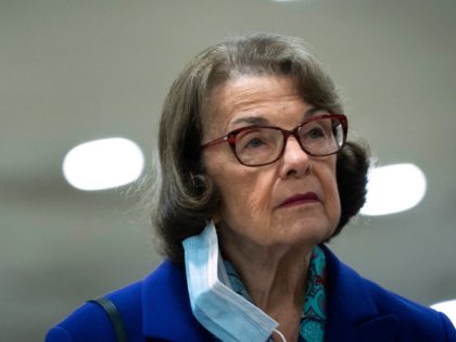 WASHINGTON, DC - FEBRUARY 15: Sen. Dianne Feinstein (D-CA) walks through the Senate subway before a lunch meeting with Senate Democrats at the U.S. Capitol on February 15, 2022 in Washington, DC. Senate Majority Leader Chuck Schumer (D-NY) spoke to reporters on a range of issues after their meeting. (Photo …