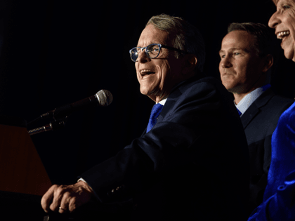 Republican Gubernatorial-elect Ohio Attorney General Mike DeWine gives his victory speech after winning the Ohio gubernatorial race at the Ohio Republican Party's election night party at the Sheraton Capitol Square on November 6, 2018 in Columbus, Ohio. DeWine defeated Democratic Gubernatorial Candidate Richard Cordray to win the Ohio governorship. (Photo …
