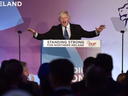BELFAST, NORTHERN IRELAND - NOVEMBER 24: Conservative MP Boris Johnson delivers his speech during the Democratic Unionist Party annual conference at the Crown Plaza Hotel on November 24, 2018 in Belfast, Northern Ireland. The DUP strongly oppose the propsed Brexit deal brokered between the UK government and the EU. The …