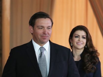 MIAMI, FLORIDA - JANUARY 09: Newly sworn-in Gov. Ron DeSantis arrives with his wife Casey DeSantis, for an event at the Freedom Tower where he named Barbara Lagoa to the Florida Supreme Court on January 09, 2019 in Miami, Florida. Mr. DeSantis was sworn in yesterday as the 46th governor …